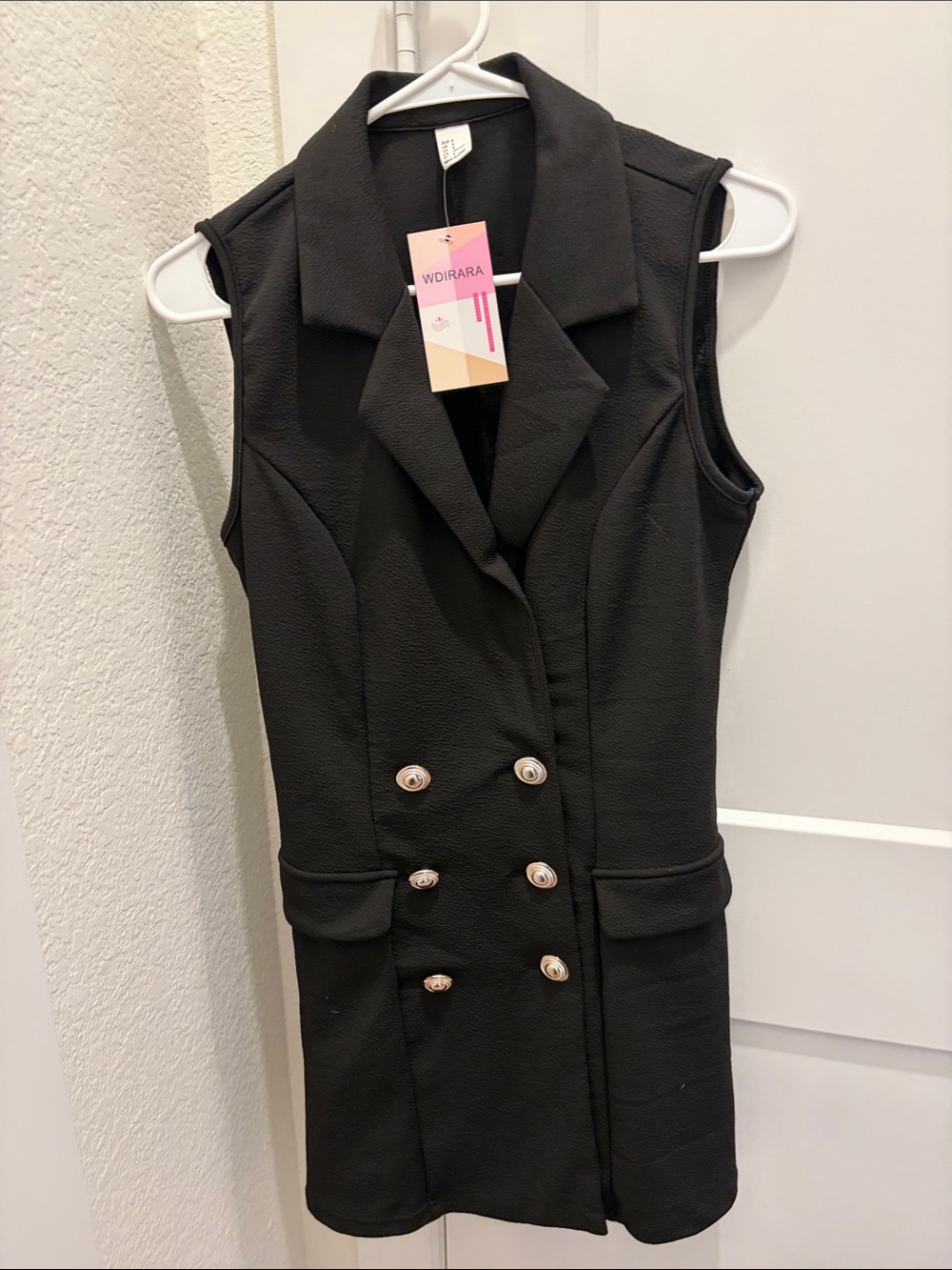 Black Sleeveless Double-Breasted Blazer Dress size small NWTS